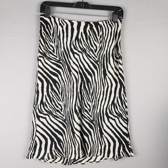Vintage Express Size 3/4 Zebra Animal Print Midi Skirt Y2K Maximalist Mob Wife - Picture 1 of 6